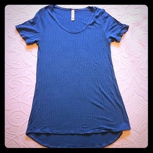 LuLaRoe Ribbed Blue Classic Tee Size Med